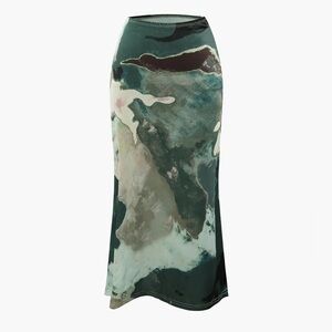 Watercolor Print Midi Skirt.